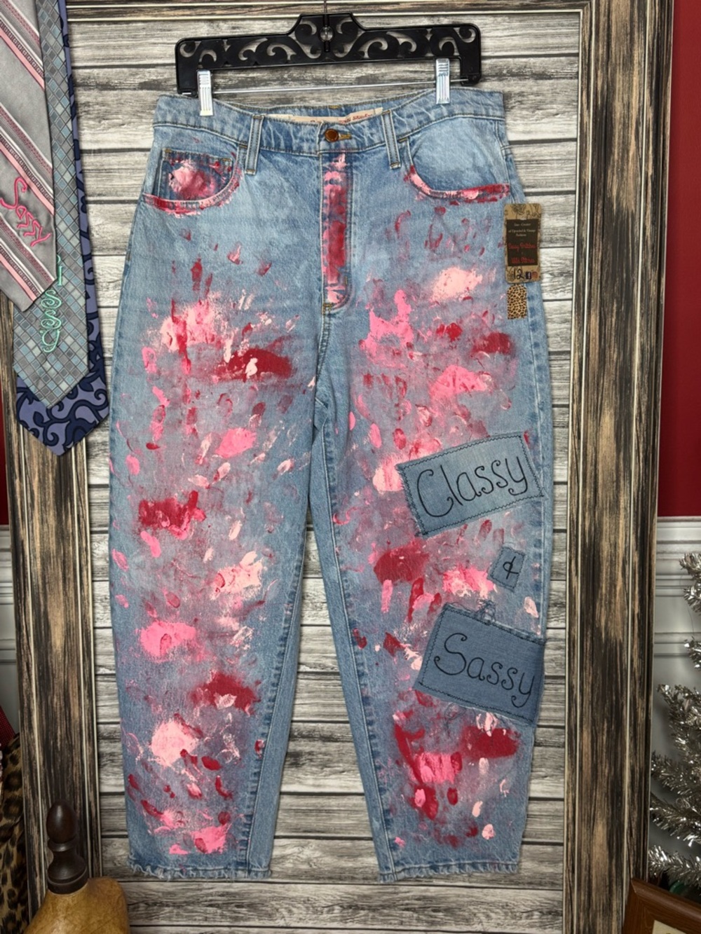 Artisan Handmade UpCycled Repurposed Denim Balloon Barrel Jeans Handpainted 12